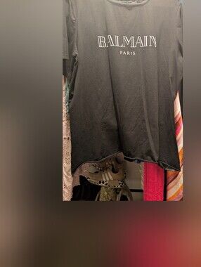 Crop Top Balmain Black print Size Large Woman's